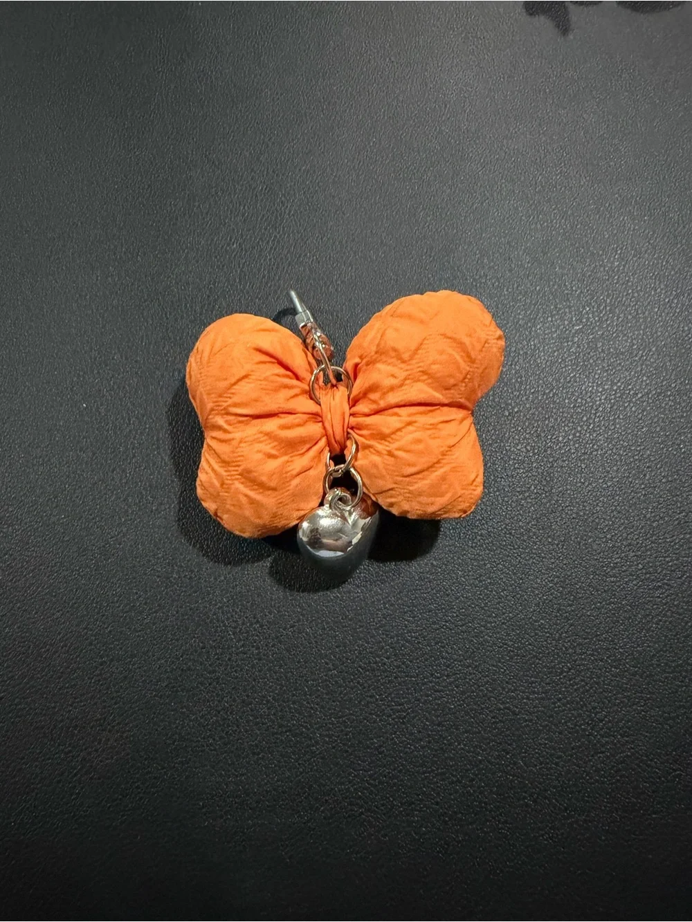 Orange Fabric Butterfly Charm Keychain